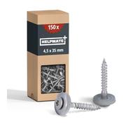 HELPMATE - Vis de ferblantier en acier inoxydable A2 - 4,5x35 mm - 150 pièces - T20 - DIN 7995 - tête bombée avec rondelle plate et rondelle EPDM