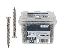 HELPMATE - Vis de terrasse - 5x60 mm - acier inoxydable A2 - 1000 vis pour planches + 2 embouts T25 - Vis de terasse pour l'extérieur (construction de terrasses & abris de jardin)