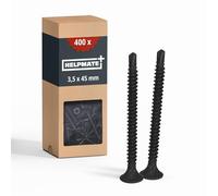 HELPMATE Vis pour cloison sèche 3,5 x 45 mm avec pointe de forage - Phosphatées - 400 pièces avec entraînement PH2 et filetage fin - Tête trompette pour enfoncer dans les plaques de plâtre