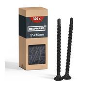 HELPMATE Vis pour cloison sèche 3,5 x 55 mm avec pointe de forage - Phosphatées - 300 pièces avec entraînement PH2 et filetage fin - Tête trompette pour enfoncer dans les plaques de plâtre