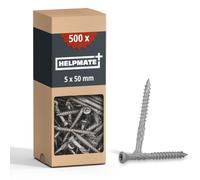 HELPMATE - Vis pour terrasse - 5x50 mm - acier inoxydable A2 - 500 vis pour planches + 2 embouts T25 - Vis pour l'extérieur