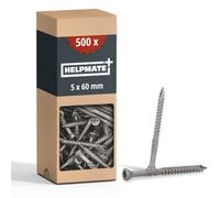 HELPMATE - Vis pour terrasse 5x60 acier inoxydable A2-500 vis pour planches + 2 embouts T25 - Vis pour l'extérieur (construction de terrasses & en bois de construction, abris de jardin etc.)