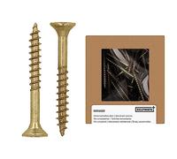 HELPMATE - Vis universelles tête fraisée - 3,5x30 mm - passivées jaune - 400 vis à bois avec entraînement en T et filetage partiel - Boulons pour l'intérieur