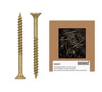 HELPMATE - Vis universelles tête fraisée - 3,5x40 mm - passivées jaune - 300 vis à bois avec entraînement PZ et filetage partiel - Boulons pour panneaux de particules pour l'intérieur