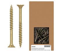 HELPMATE - Vis universelles tête fraisée - 4,5x50 mm - passivées jaune - 300 vis à bois avec entraînement PZ et filetage partiel - Boulons pour panneaux de particules pour l'intérieur