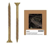 HELPMATE - Vis universelles tête fraisée - 4,5x60 mm - passivées jaune - 125 vis à bois avec entraînement en T et filetage partiel - Boulons pour l'intérieur