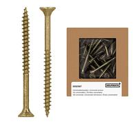 HELPMATE - Vis universelles tête fraisée - 4,5x60 mm - passivées jaune - 125 vis à bois avec entraînement PZ et filetage partiel - Boulons pour panneaux de particules pour l'intérieur