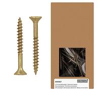 HELPMATE - Vis universelles tête fraisée - 4x35 mm - passivées jaune - 500 vis à bois avec entraînement en T et filetage partiel - Boulons pour panneaux de particules pour l'intérieur