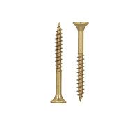 HELPMATE - Vis universelles tête fraisée - 4x40 mm - passivées jaune - 450 vis à bois avec entraînement en T et filetage partiel - Boulons pour panneaux de particules pour l'intérieur