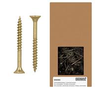 HELPMATE - Vis universelles tête fraisée - 4x40 mm - passivées jaune - 450 vis à bois avec entraînement PZ et filetage partiel - Boulons pour panneaux de particules pour l'intérieur