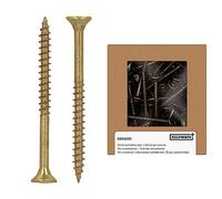 HELPMATE - Vis universelles tête fraisée - 4x50 mm - passivées jaune - 200 vis à bois avec entraînement en T et filetage partiel - Boulons pour panneaux de particules pour l'intérieur