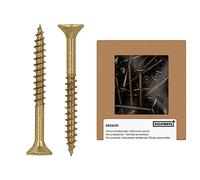 HELPMATE - Vis universelles tête fraisée - 5x50 mm - passivées jaune - 125 vis à bois avec entraînement en T et filetage partiel - Boulons pour panneaux de particules pour l'intérieur