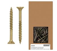 HELPMATE - Vis universelles tête fraisée - 5x50 mm - passivées jaune - 250 vis à bois avec entraînement PZ et filetage partiel - Boulons pour panneaux de particules pour l'intérieur