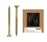 HELPMATE - Vis universelles tête fraisée - 5x60 mm - passivées jaune - 100 vis à bois avec entraînement PZ et filetage partiel - Boulons pour panneaux de particules pour l'intérieur