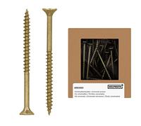 HELPMATE - Vis universelles tête fraisée - 5x70 mm - passivées jaune - 90 vis à bois avec entraînement PZ et filetage partiel - Boulons pour panneaux de particules pour l'intérieur