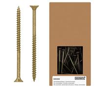 HELPMATE - Vis universelles tête fraisée - 5x80 mm - passivées jaune - 150 vis à bois avec entraînement PZ et filetage partiel - Boulons pour panneaux de particules pour l'intérieur