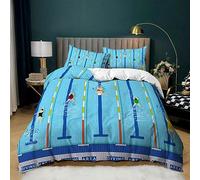 HELVES Housse de Couette 200x200 Thème de La Natation, Piscine Parure de Lit 2 Personnes Imprimée 3D Microfibre Housse Couette Tournesol, 2 Taies d'oreiller 65x65 cm