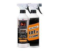 Helvet' Lot de 2 Nettoyant Vitres d’Insert pour Poêles et Cheminées - Format Mousse pour nettoyer au mieux les traces noires de suies et de fumées - 500 mL