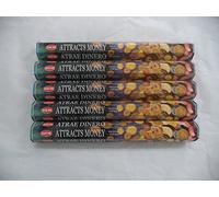 HEM Attracts Money Lot de 100 bâtons d'encens (5 paquets de 20 bâtons)