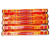 HEM Dragon's Blood Lot de 5 paquets de 20 bâtons d'encens 100 bâtonnets d'encens