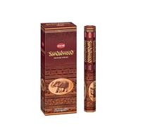 HEM Encens Bois de Santal, 120 bâtons dans Un Paquet de Six. Marque, roulée à la Main en Inde.