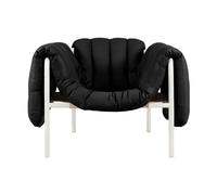 Hem Fauteuil lounge Puffy Black leather-cream