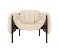 Hem Fauteuil lounge Puffy Eggshell-black grey