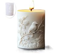 Hemasa Moule cylindrique en silicone en forme de branche 3D pour bougie en forme de branche d'oiseau