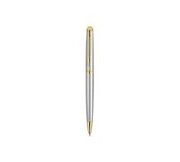 Waterman – Stylo à bille Hémisphère – Acier, attributs dorés, pointe moyenne, encre bleue