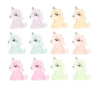 Hemobllo 12pcs Ornement Phosphorescent en Résine Dessin Animé Kawaii Licorne Figurine Décor Lumineux Facile à Transporter pour Micro Paysage et Aléatoire