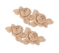 Hemobllo 2 Pièces Applique Décorative en Bois Rose pour Meubles | Décor Mural et Placards Cuisine, Finition Beige Non Peinte, Grain Visible, Texture en Relief