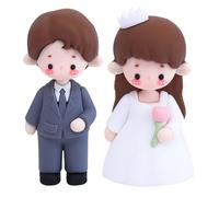 Hemobllo 2 Pièces Figurine de Mariés pour Décoration de Gâteau de Mariage en Colle Souple, Accessoire Sûr et Charmant pour Diverses Fêtes Prénuptiales et Décoration Intérieure