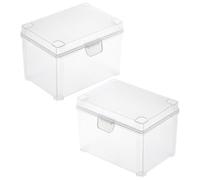 Hemobllo 2 Pièces Petite Boîte de Rangement en Plastique Couvercle, Légère et Résistante à L'usure, pour Cartes et Petits Objets, Empilable pour Bureau ou Atelier