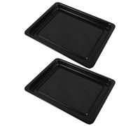 Hemobllo 2 Pièces Plaque de Cuisson en Émail Noir, Rectangulaire, Robuste | Finition Lisse, Bords Arrondis, Usage en Boulangerie Commerciale, Facile à Nettoyer, Empilable