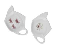 Hemobllo 2 Pièces Repose-Sachet de Thé Soucoupe Porte-sachets de Thé en Céramique Forme Théière Pauses au Bureau
