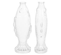 Hemobllo 2 Pièces Vase à Fleurs Poisson en Verre avec Bouchon de Liège, Petite Bouteille Décorative, Style Vintage Gaufré, pour Décoration de Table et Mariage, DIY