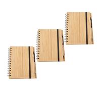 Hemobllo 3 Pièces Carnet de Notes à Spirale, Couverture Bambou Rigide | Pages Lignées, Fermeture Élastique, Format Portable, pour Notes, Croquis et Journal Créatif