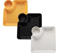 Hemobllo 3 Pièces Plateau de Service PP Carré Compartiment à Sauce | Design Moderne et Élégant, Séparation Pratique des Condiments, Nettoyage Facile, Cookies, Raviolis, Frites, Repas