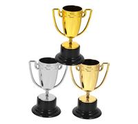 Hemobllo 3 pièces Trophées Miniatures Plastique pour Compétition Décoration de Fête Lot de Doré Argenté et Cuivré Récompenses Légères pour Jeux et Événements