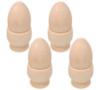 Hemobllo 4 Ensembles de Coquetiers Décoratifs en Bois Beige, Support pour Peindre des Œufs de Pâques, Forme Coupe, Style Rustique et Moderne, pour Garçon et Filles, Fêtes Maison