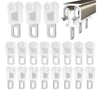 Hemobllo 50 Pièces Glisseur Rail Rideau, Roulette Rideau Plafond Silencieux en Acier Inoxydable, Crochet Rail Robuste pour Fenêtre, Pergola, Caravane et Camping Car Blanc