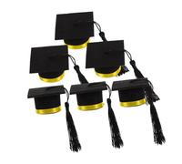 Hemobllo 6 Pièces Mini Chapeaux de Graduation Feutre pour Décoration de Bouteilles de Vin Bouchons Festifs Jaunes pour Fête de Fin Études