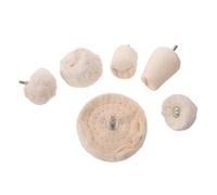 Hemobllo 6 Pièces Roue de Polissage pour Bijoux 1/4 Pouce en Tissu, | Meule à Tissu Abrasive Blanche, Cône et Champignon Inclus, pour Cadres de Lunettes, Cire et Finition