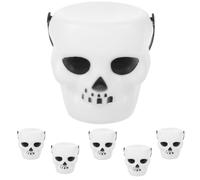 Hemobllo 6 Pièces Seau à Bonbons Réutilisable et Résistant Halloween en Plastique Blanc Poignée pour Fêtes d'halloween et Décorations Créatives
