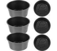 Hemobllo Acier au Carbone Moule à Gâteau Rond 6 Pièces, Antiadhésif | Hauteur Renforcée, Démoulage Facile et Nettoyage Simple, pour Pâtisserie Maison, Pudding et Tartelettes