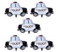 Hemobllo Adapté à L'hélium L'air Ballons en Aluminium Forme Voiture de Police Lot de 5 Auto-étanche pour Décoration Fête D'anniversaire Garçon et Filles