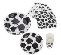Hemobllo Assiettes Jetables en Papier à Thème Vache pour Fête D'anniversaire, Ronde sans Bavure, pour Pique-niques en Plein Air et Restaurants Couleur Aléatoire