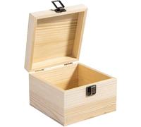 Hemobllo Boîte à Bijoux en Bois Non Peint Pratique et Résistante Fermoir en Métal, Coffret Rustique pour Rangement sur Étagères ou Tables, Activité Manuelle Fille