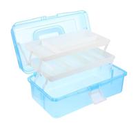 Hemobllo Boîte de Rangement à Outils Portable Boîte à 3 Niveaux Facile à Transporter Poignée en Plastique Bleu et Rangement D'outils pour Peinture, Dessin