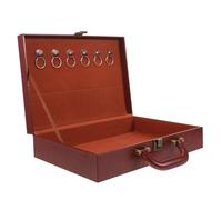 Hemobllo Boîte de Rangement avec Poignée PU et MDF Boîte à Clés Portable pour Documents Grande Capacité Couleur Rouge Mallette de Rangement Multifonction pour Maison et Bureau